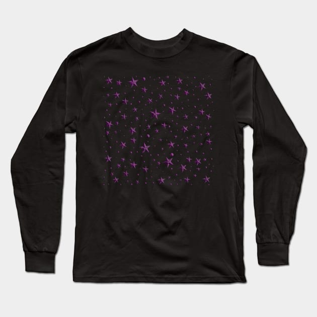purple stars mask elegant cute star pattern starry facemask design Long Sleeve T-Shirt by designsbyxarah